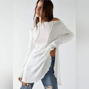 Free People We The Free Full Swing Tunic Sz S Long Sleeve Pullover White